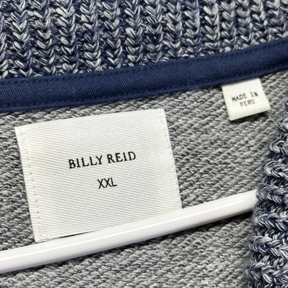 Billy Reid Shawl Collar Sweater Men's 2XL Loop Button Sweatshirt Heathered Knit